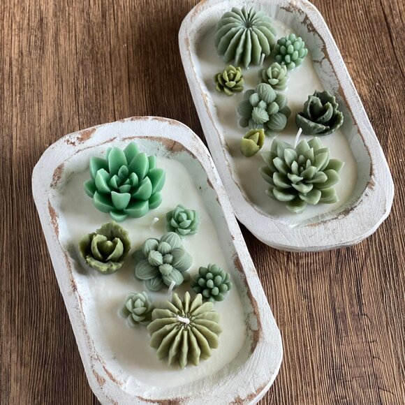 Arizona Dream Scented Cactus Garden Candle in Wooden Bowl - Picture 5 of 7